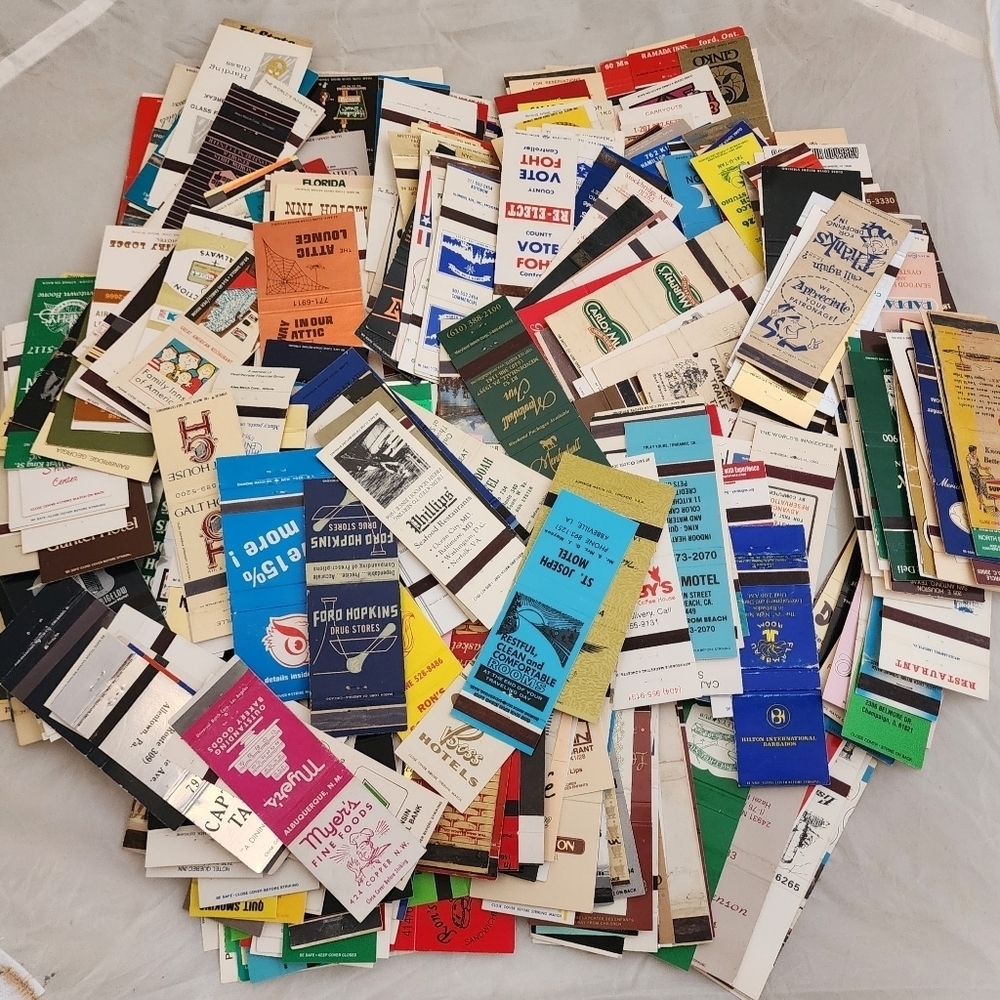 Vintage Lot 500 Assorted Matchbook Covers Advertising Business Restaurant Hotel